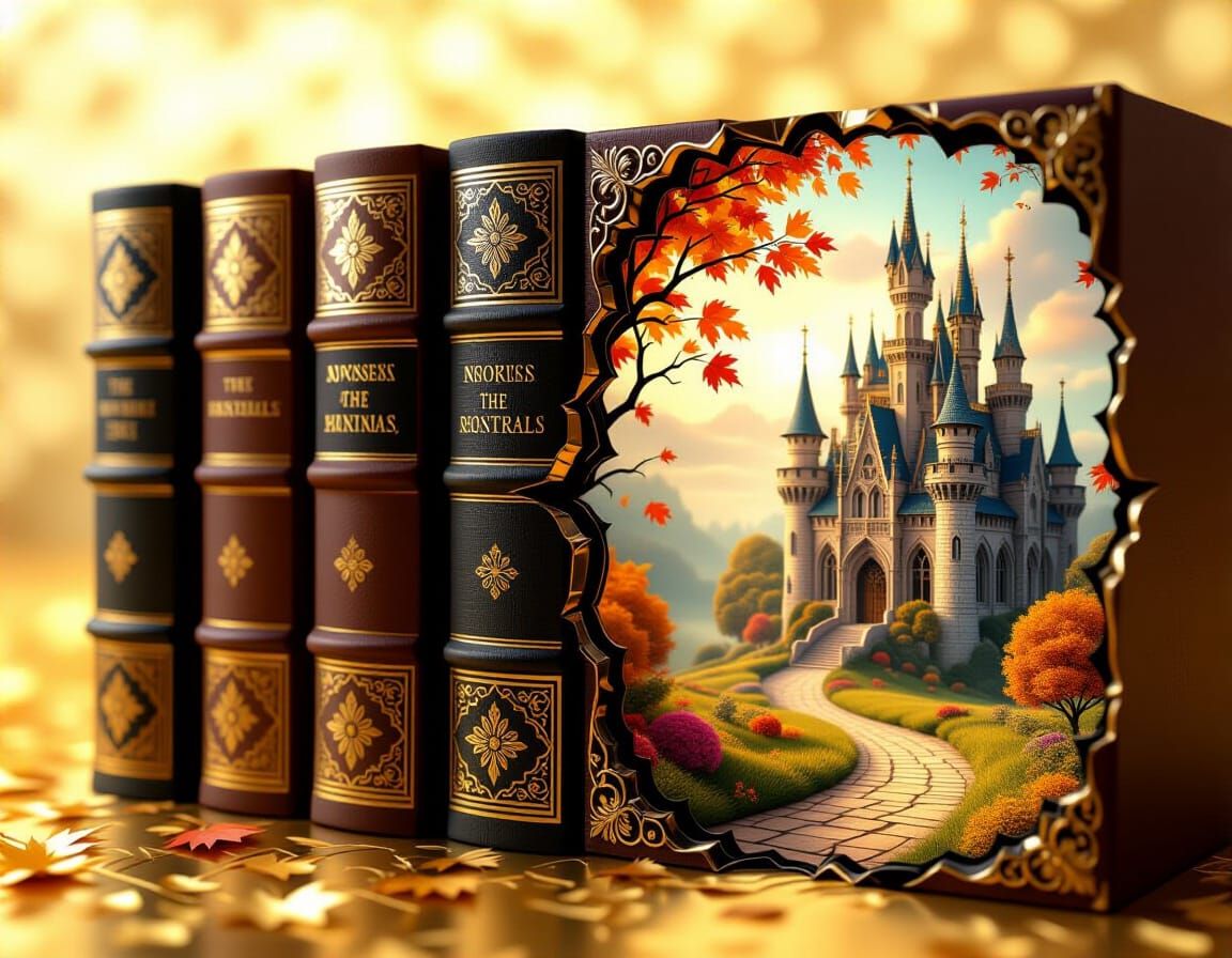 Gothic Castle Fairy Tale in Antique Books