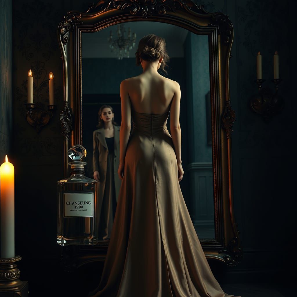 Enigmatic Woman in Evening Gown, Changeling Perfume and Anti...