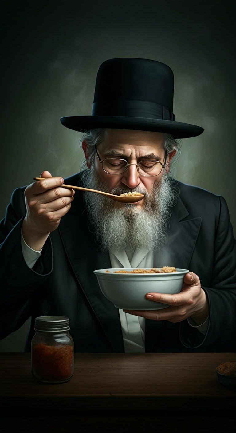 Hasidic Man Tasting Food, Digital Comic Illustration