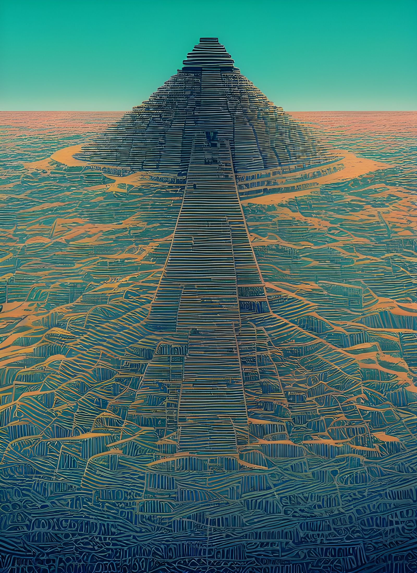 Desert Ziggurat: Intricate Fantasy Art