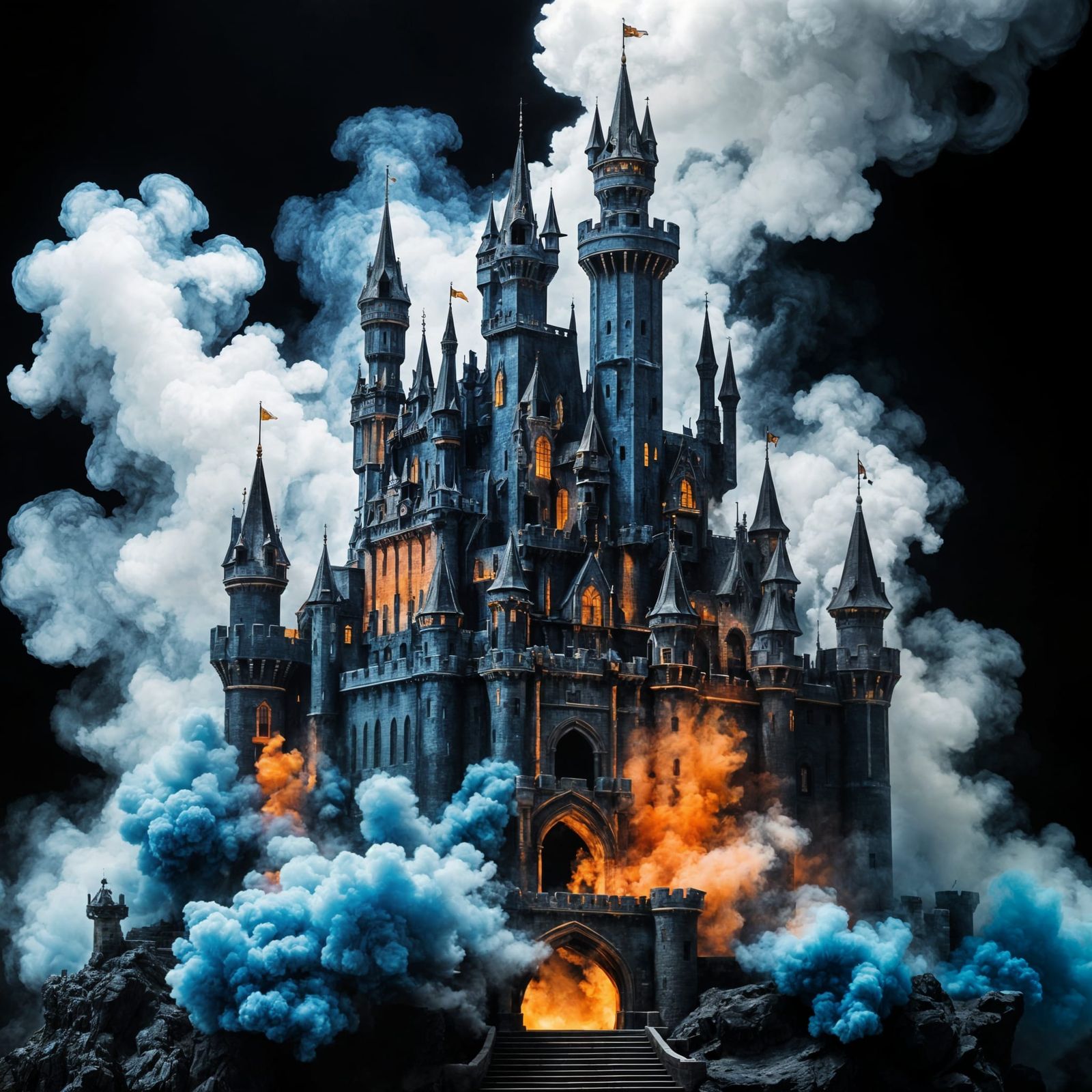 Galactic Castle Erupts from Smoldering Smoke