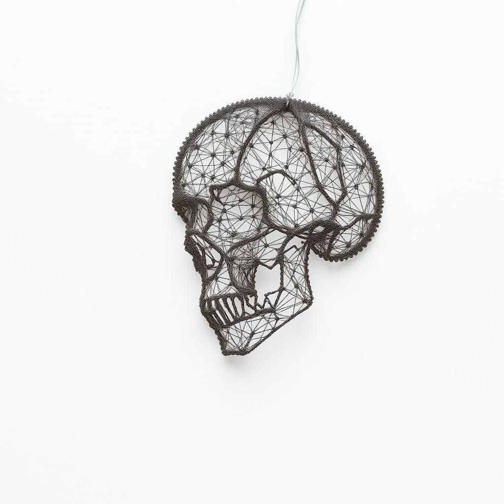 Ethereal Magnetism Skull in Delicate Iron Filaments