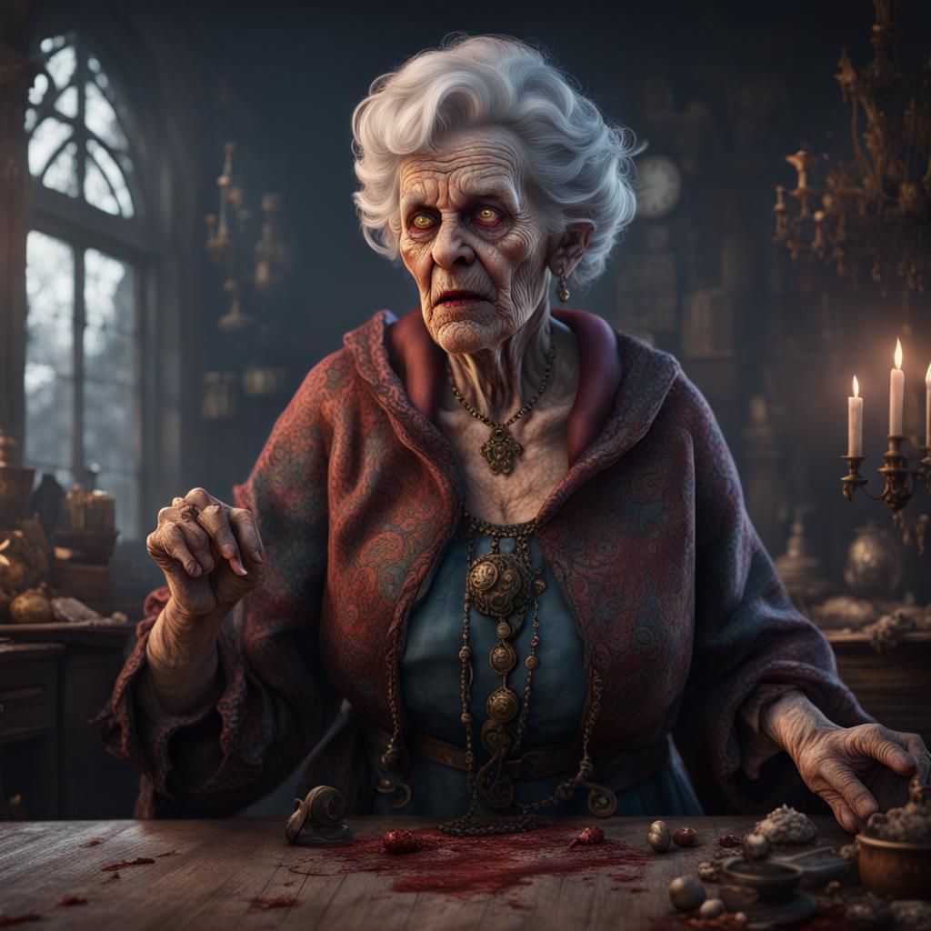 Scary Granny: Detailed Matte Painting in 8k