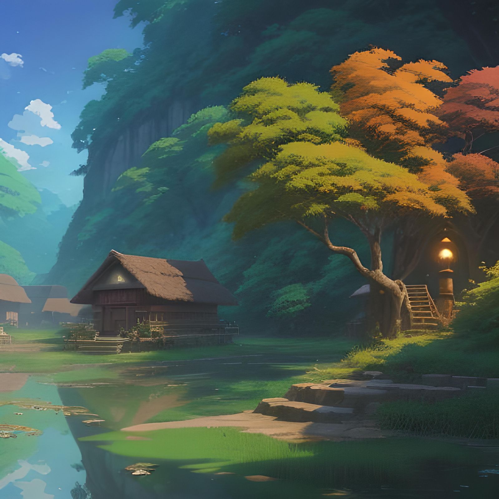 Indian Village in Anime Style