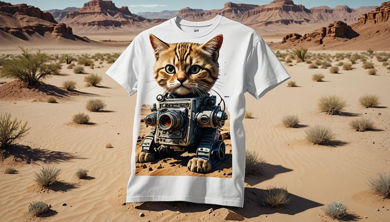Poisonous Cyber Cat in Desert, 3D Anime Art