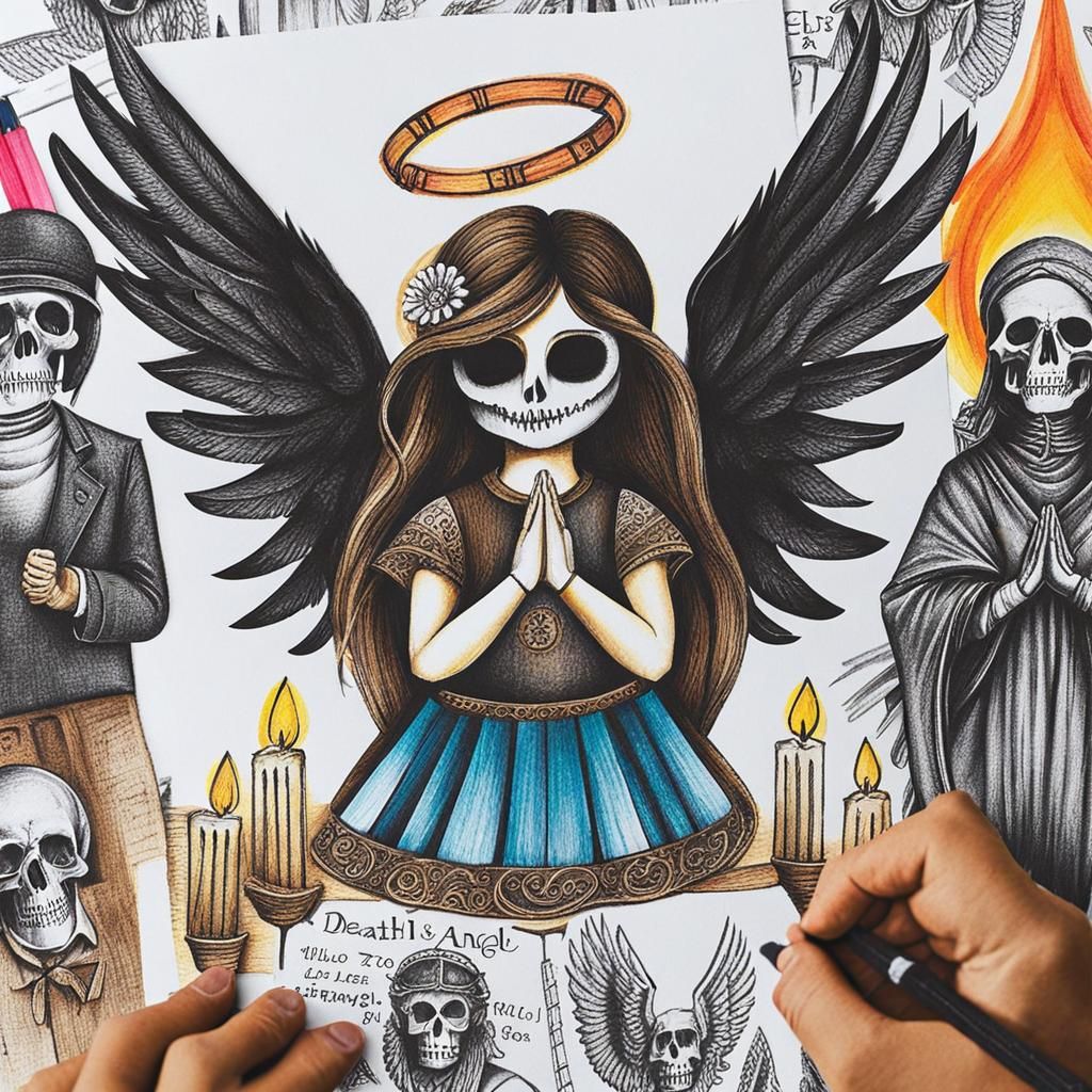 Death Angels Answer Prayers Too, kid's  crayon drawings on l...
