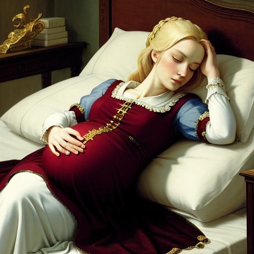 Pregnant Noblewoman Resting: A Renaissance Painting