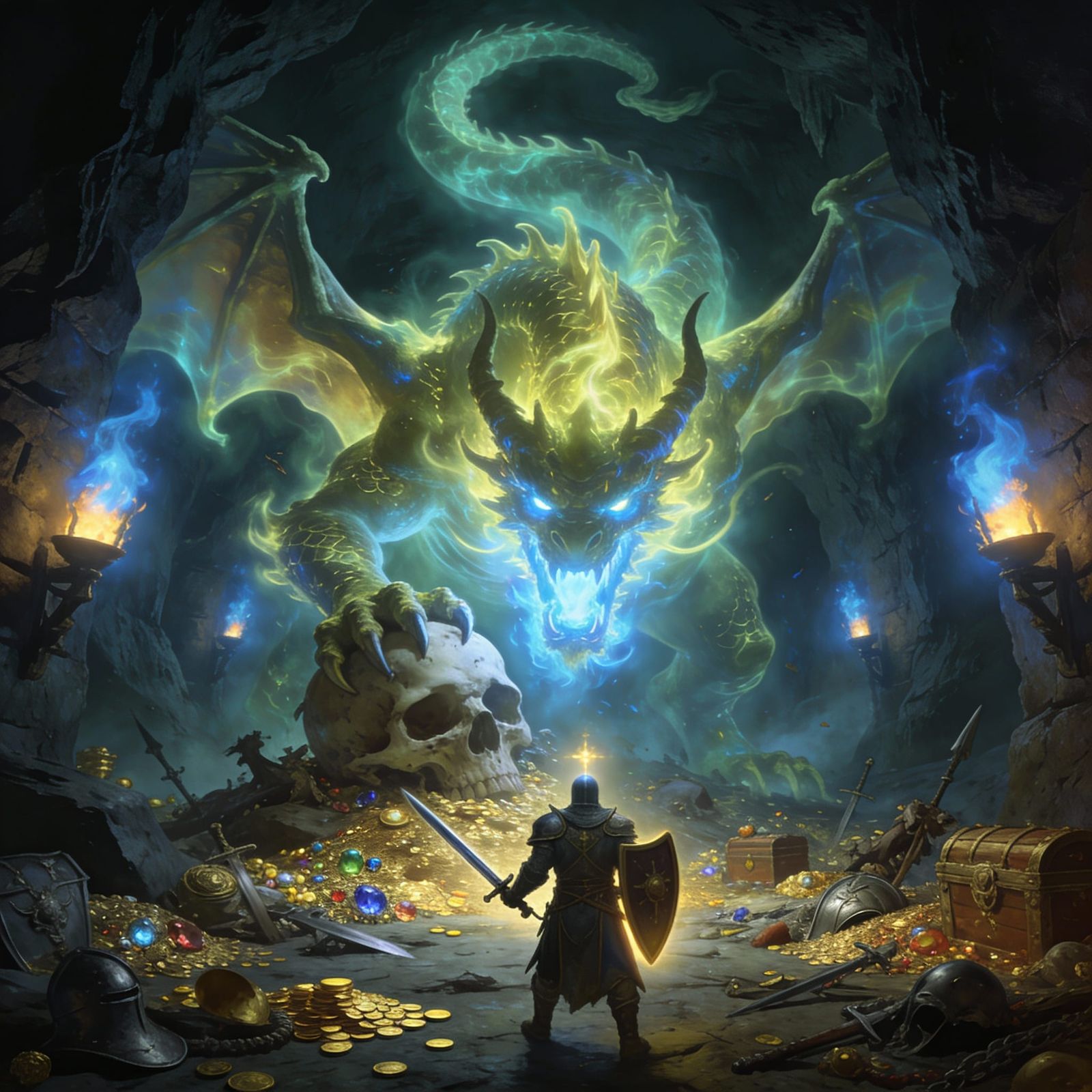 Ghastly Ghost Dragon in Fiery Lair