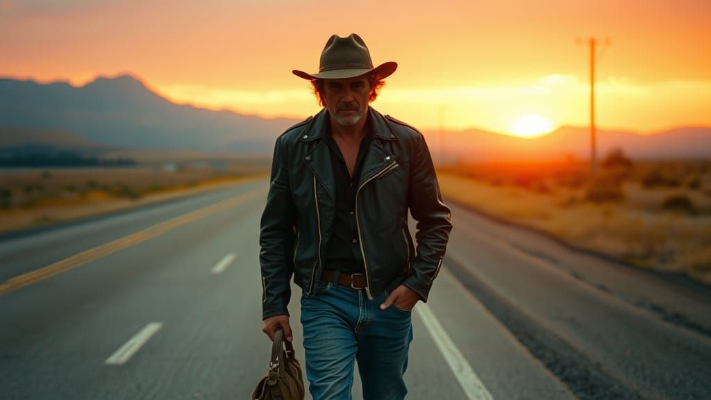 Weary Rambler on a Nostalgic Highway: Film Still