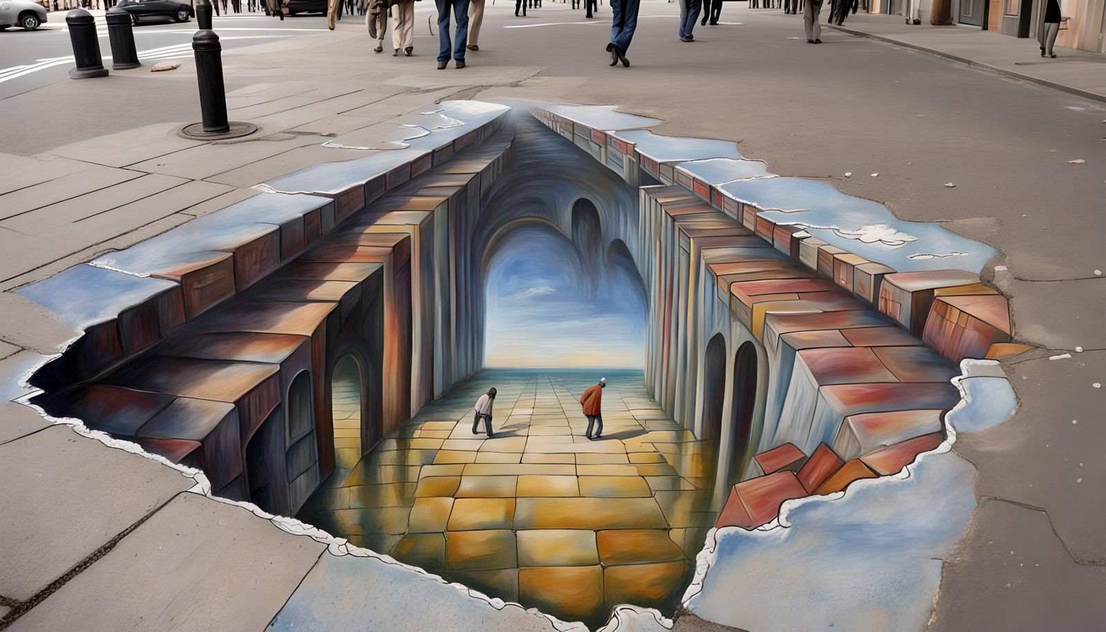 Surreal Street Art Illusion in 3D Style