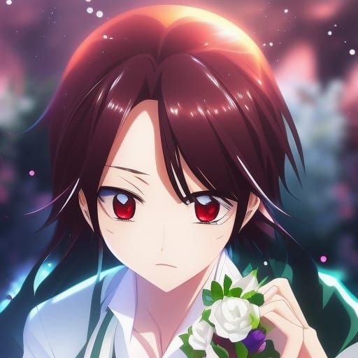 Anime Style White Rose Romance