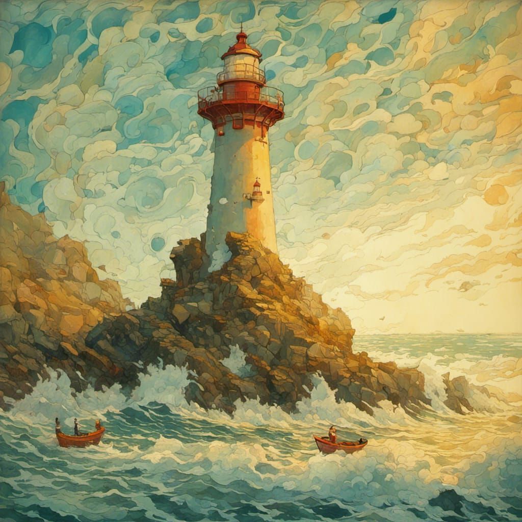 Impressionist Lighthouse Fine Art by Studio Ghibli