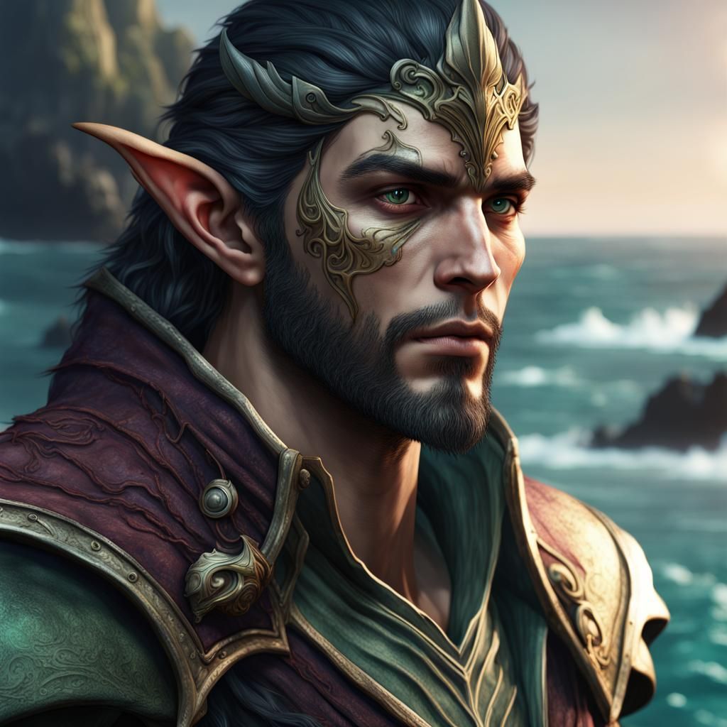 Scarred Sea Elf Rogue: Fantasy Concept Art