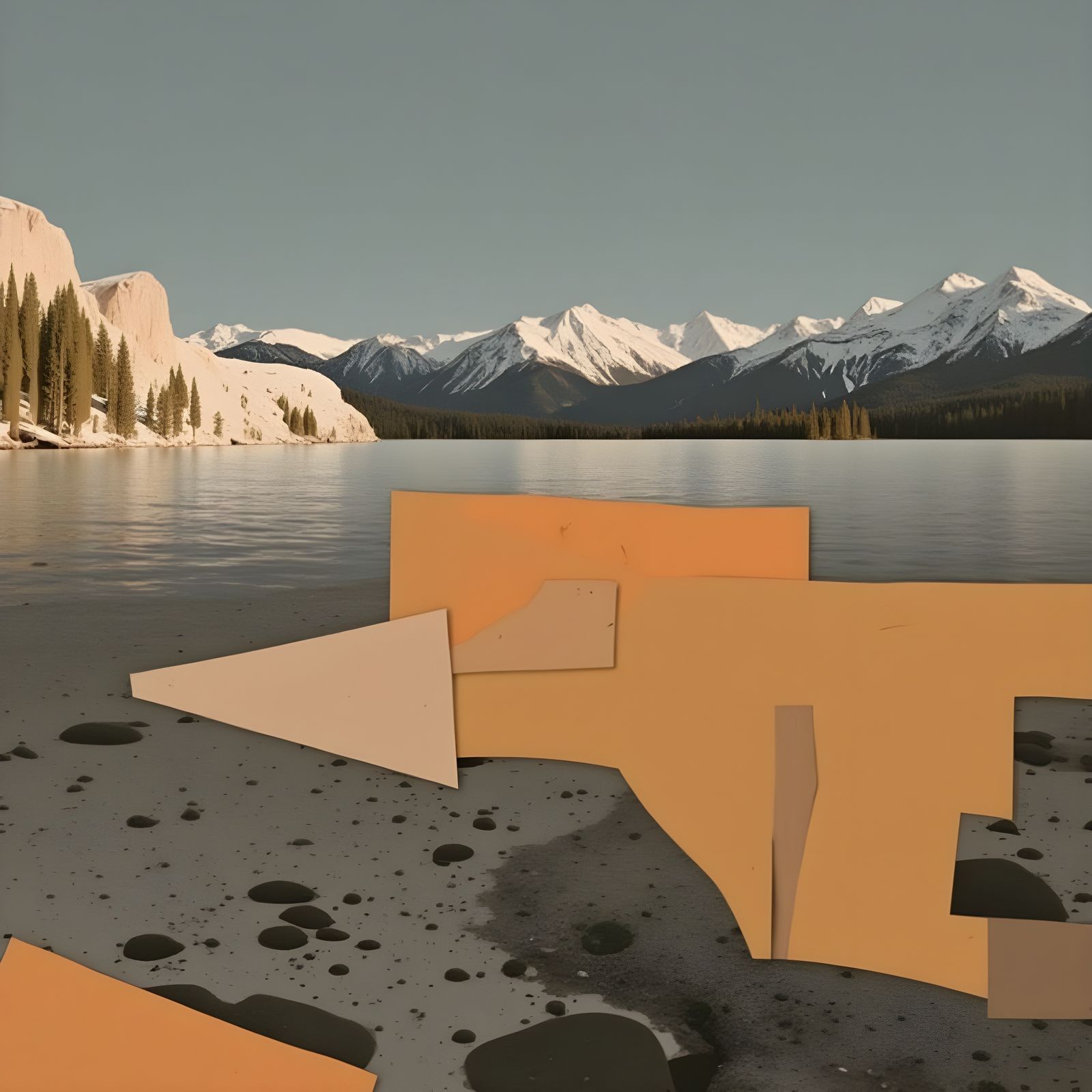 Abstract Mountain Lake Landscape in 2025 Style