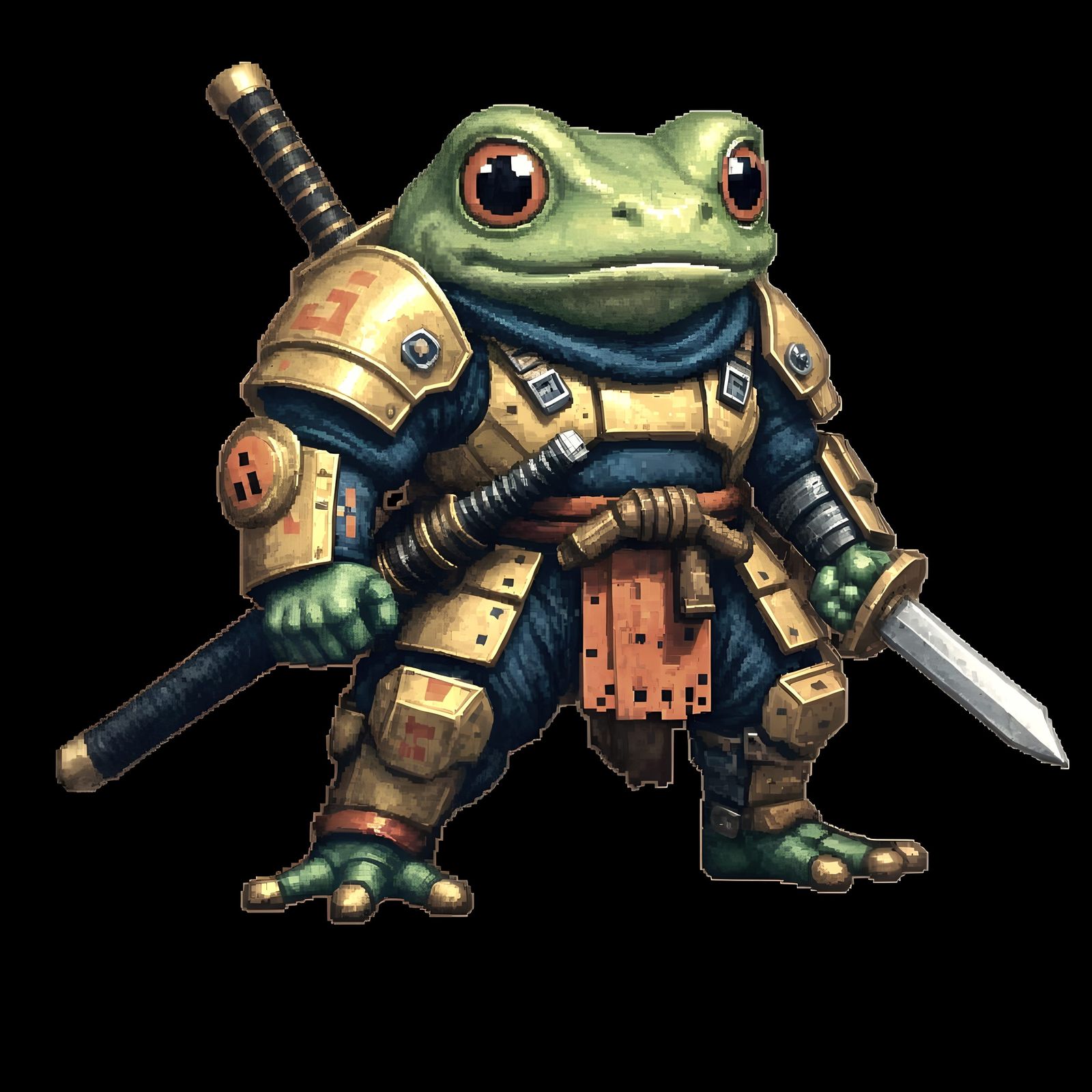 Cybernetic Samurai Frog Pixel Art Icon