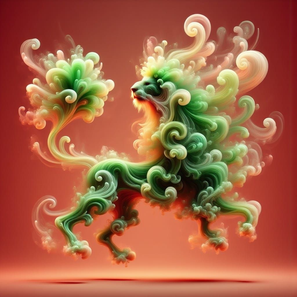 Broccoli Lion: A 3D Surrealist Rendering