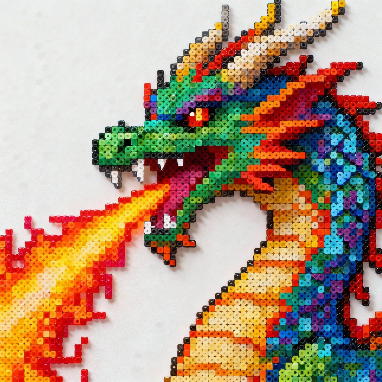 Dragon Head Made of Fuse Beads Breathing Fire