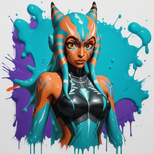 Ahsoka as Slime Girl in Graffiti Art Style