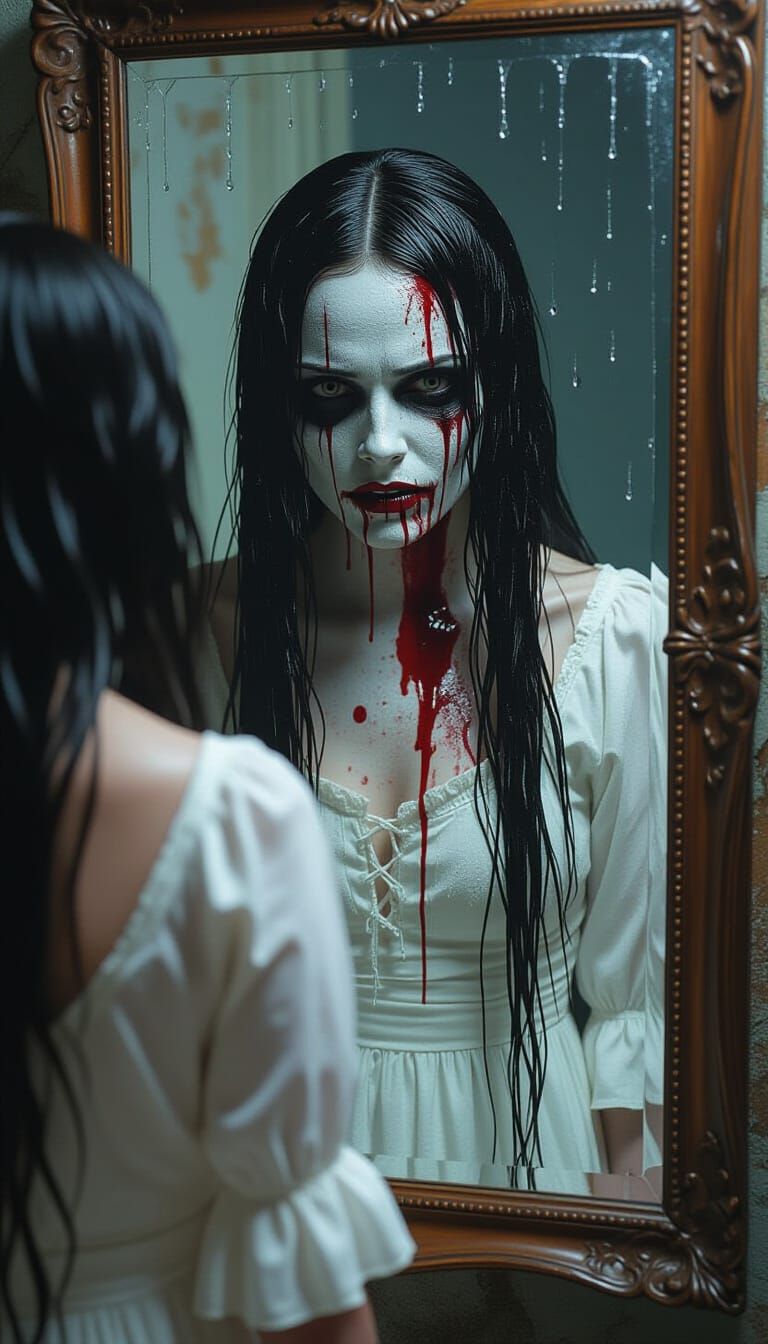 Terrifying La Llorona Reflection in Mirror