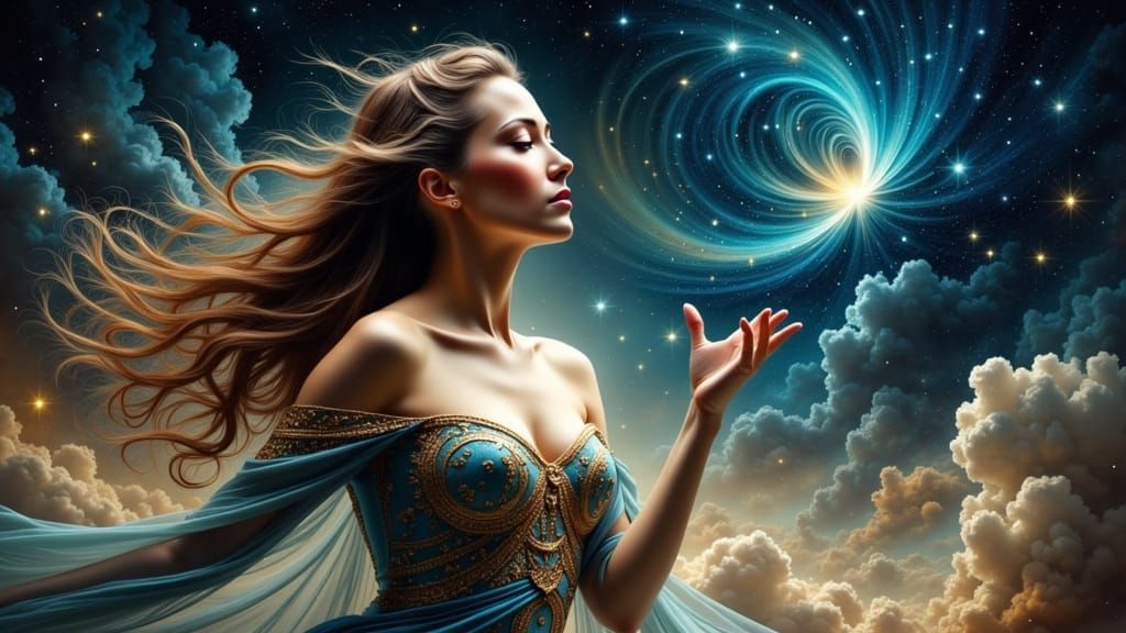 Stellar Rhapsody: Beautiful Woman's Night Music