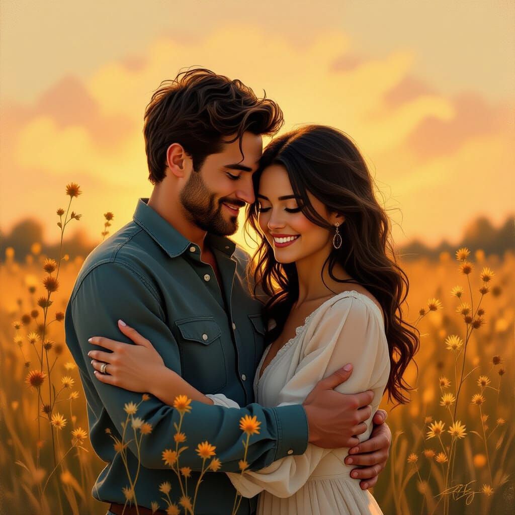 Warm Embrace in Romantic Lighting