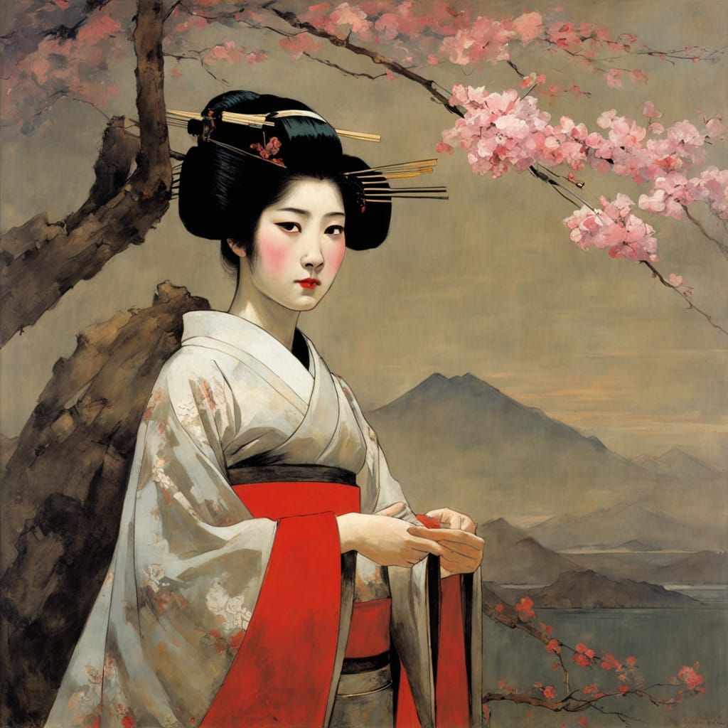 Eastern Beauty in Traditional Japanese Attire