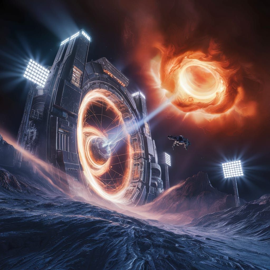 Industrial Star-Gate on Barren World in 8K