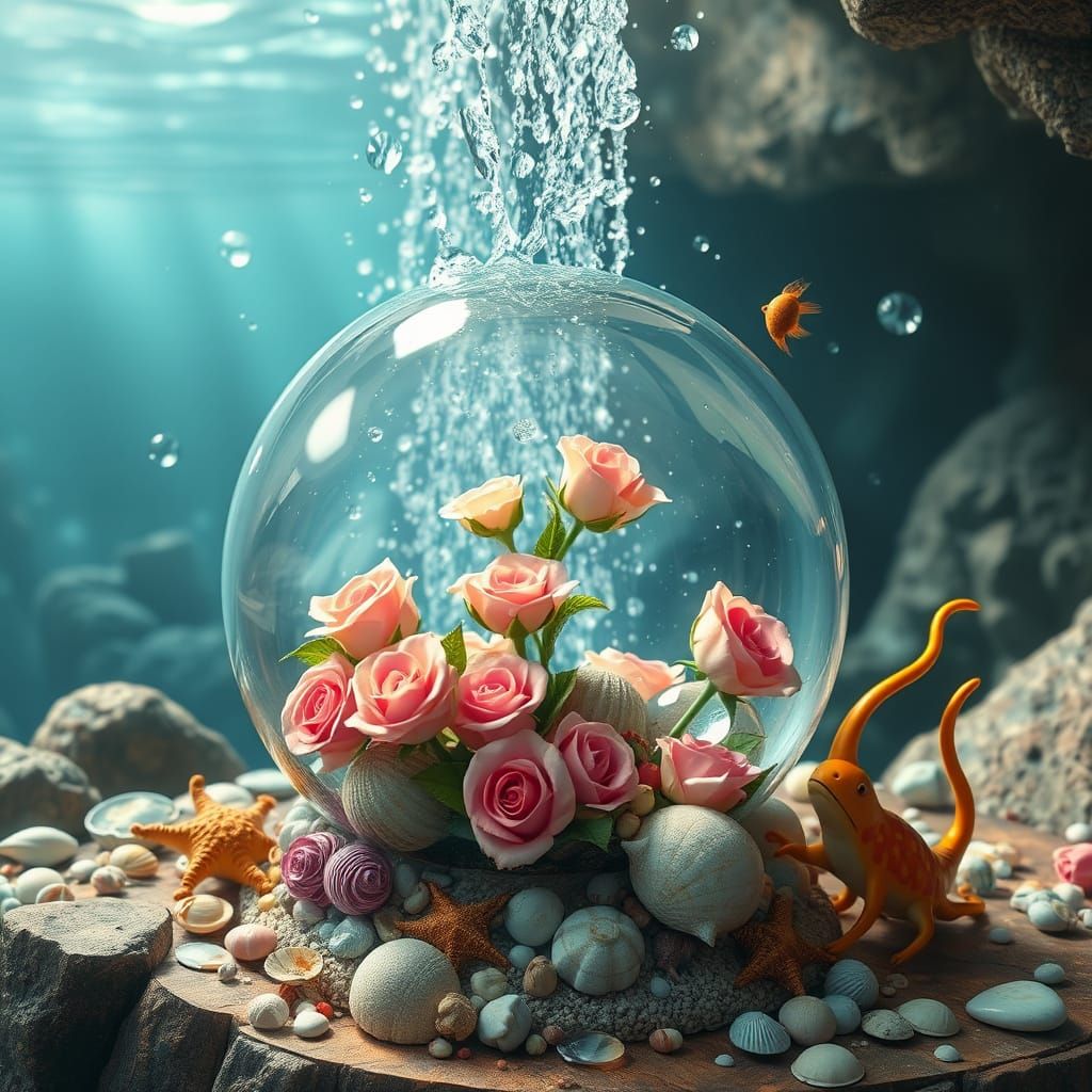 Underwater Crystal Globe with Marine Life
