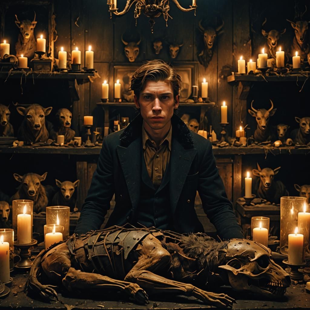 Hyperrealistic Taxidermy Boy in Wes Anderson Style
