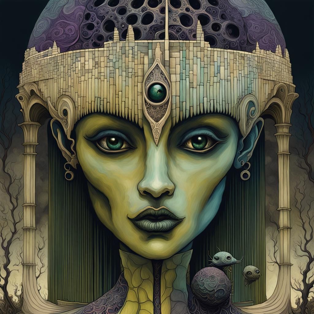 Gothic Creature in Dystopian Mandelbulb Realm