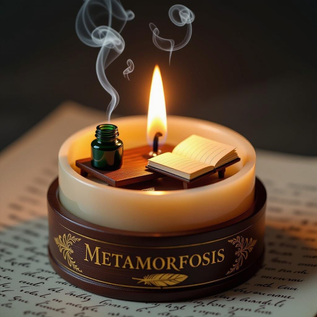 Candle Wax Cylinder Holds Miniature Writer's Workspace