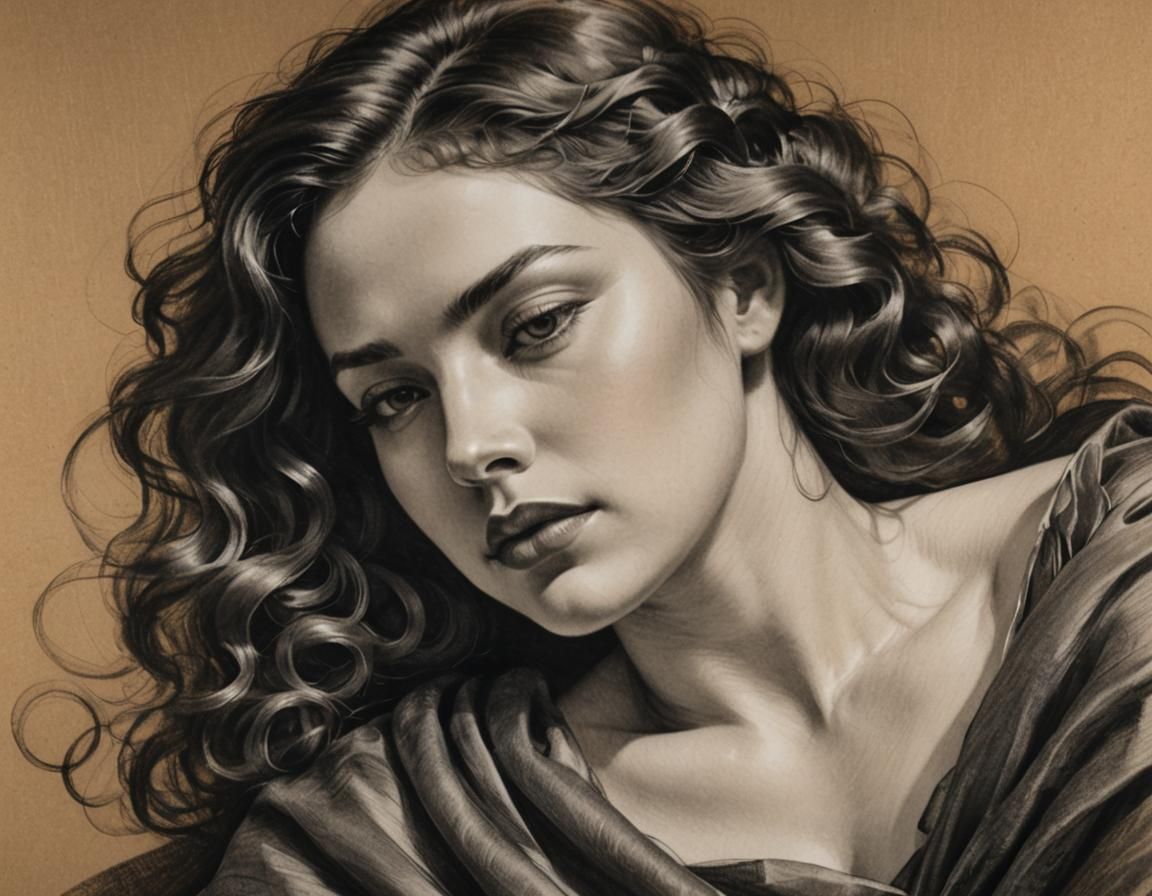 Charcoal Portrait of a Woman in Impressionist Style