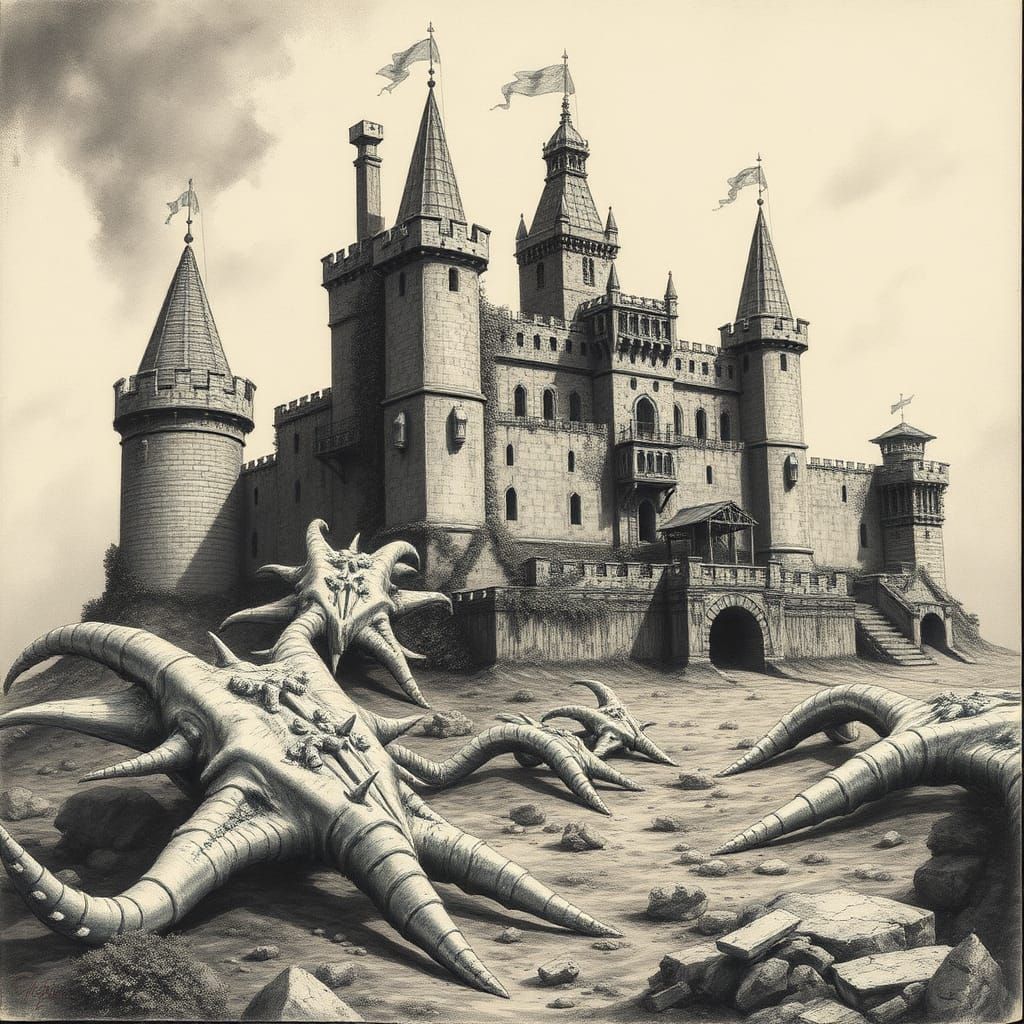 Huge dragon bones litter the fields outside the castle, half overgrown, but still a painful reminder of the past. This c...