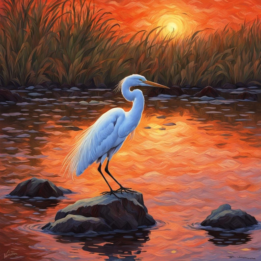 Elegant Egret Takes Flight Amidst Dawn's Warm Glow