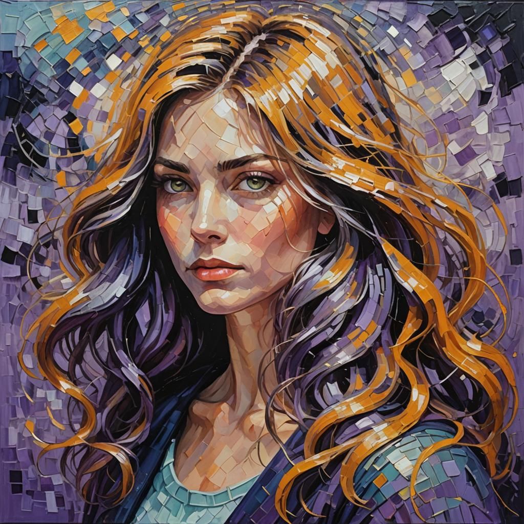 Burnished Hair: Neo-Impressionist Expressionist Oil Painting