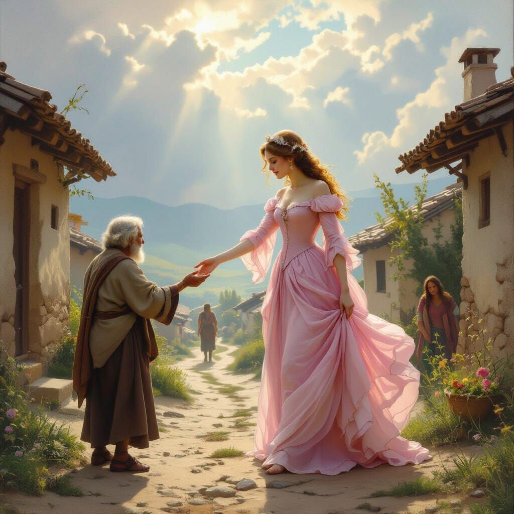 Princess Offers Aid in Sunlit Village