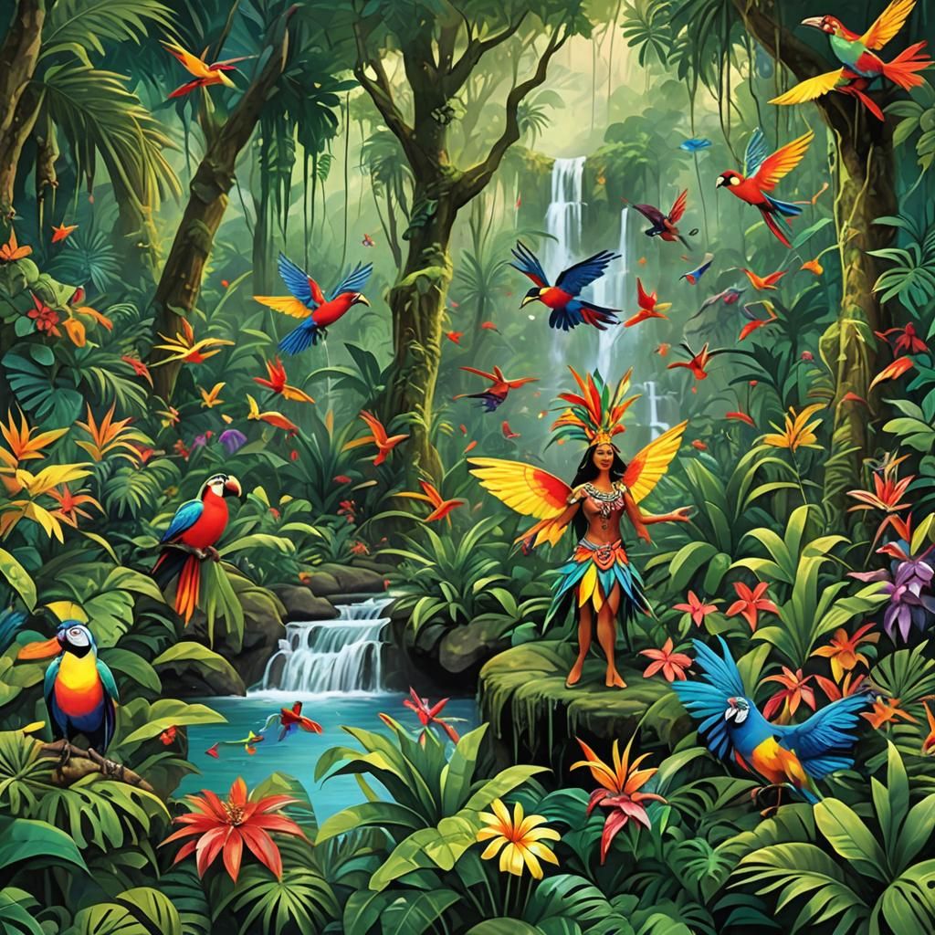 Rainforest Fiesta: A Vibrant Dance of Life
