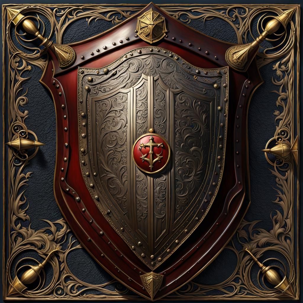 Gothic Medieval Shield in Rich Dark Art Style