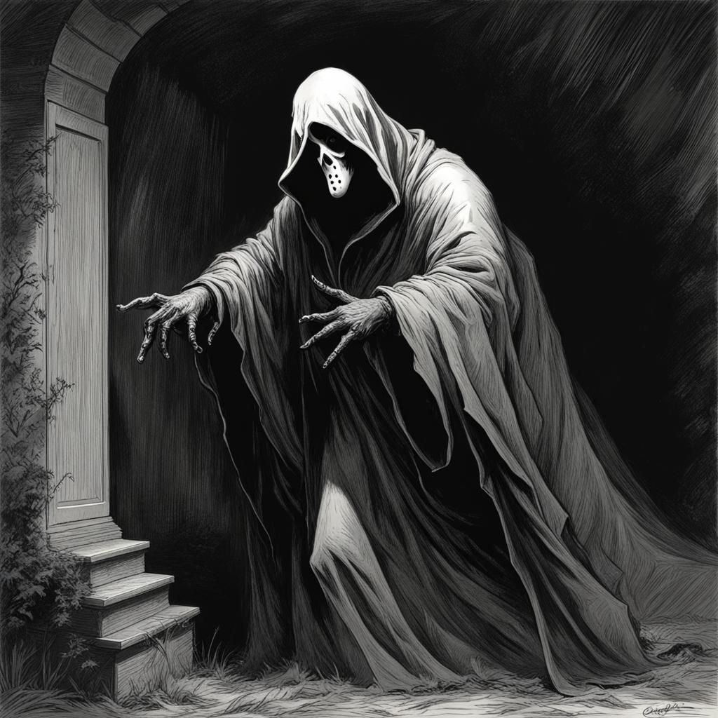 Terrifying Ghostface in Dark Horror Style