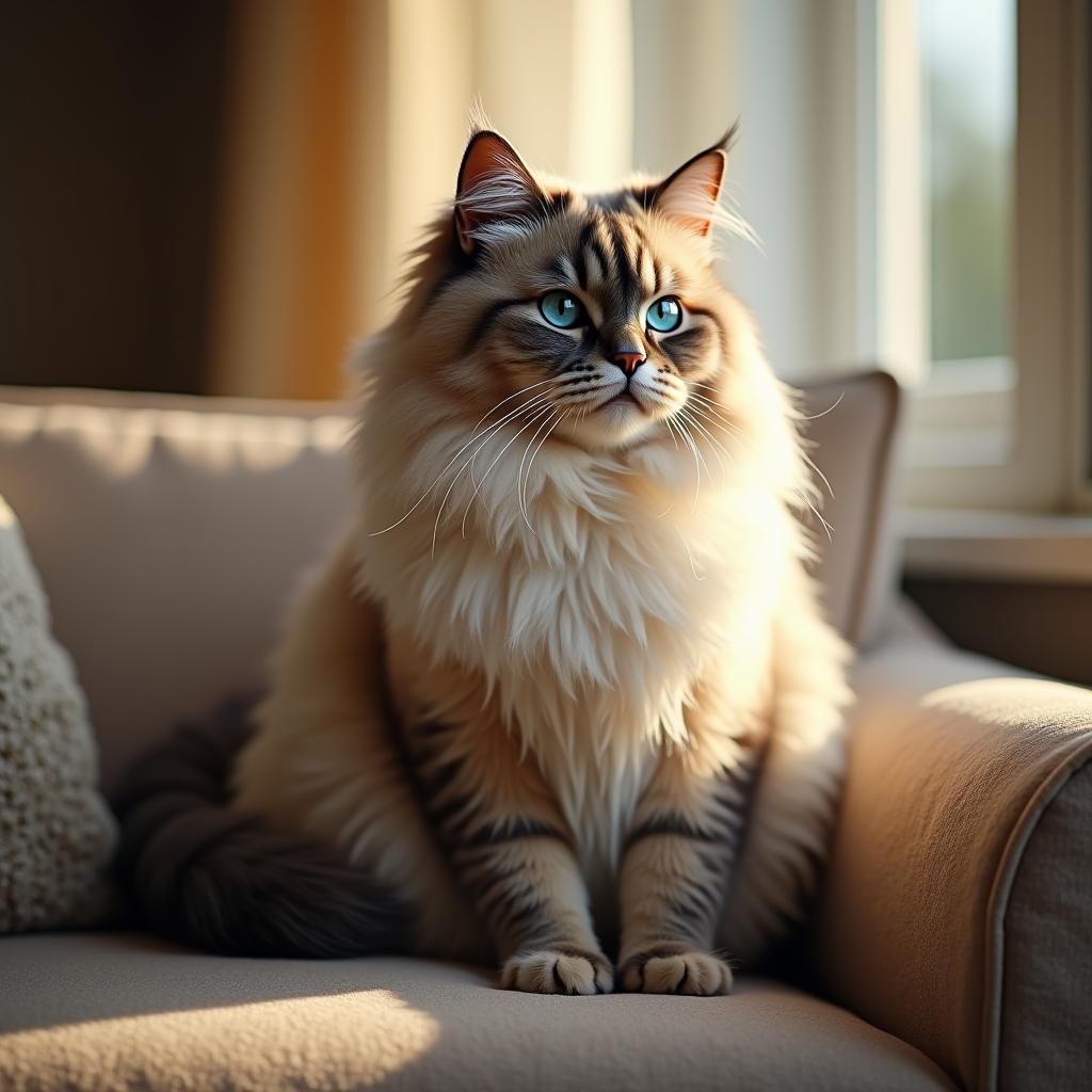 Regal Persian Cat Portrait in Photorealistic Style
