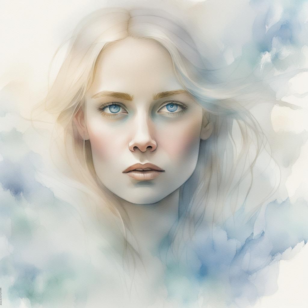 Ethereal Watercolor Portrait in the Spirit World