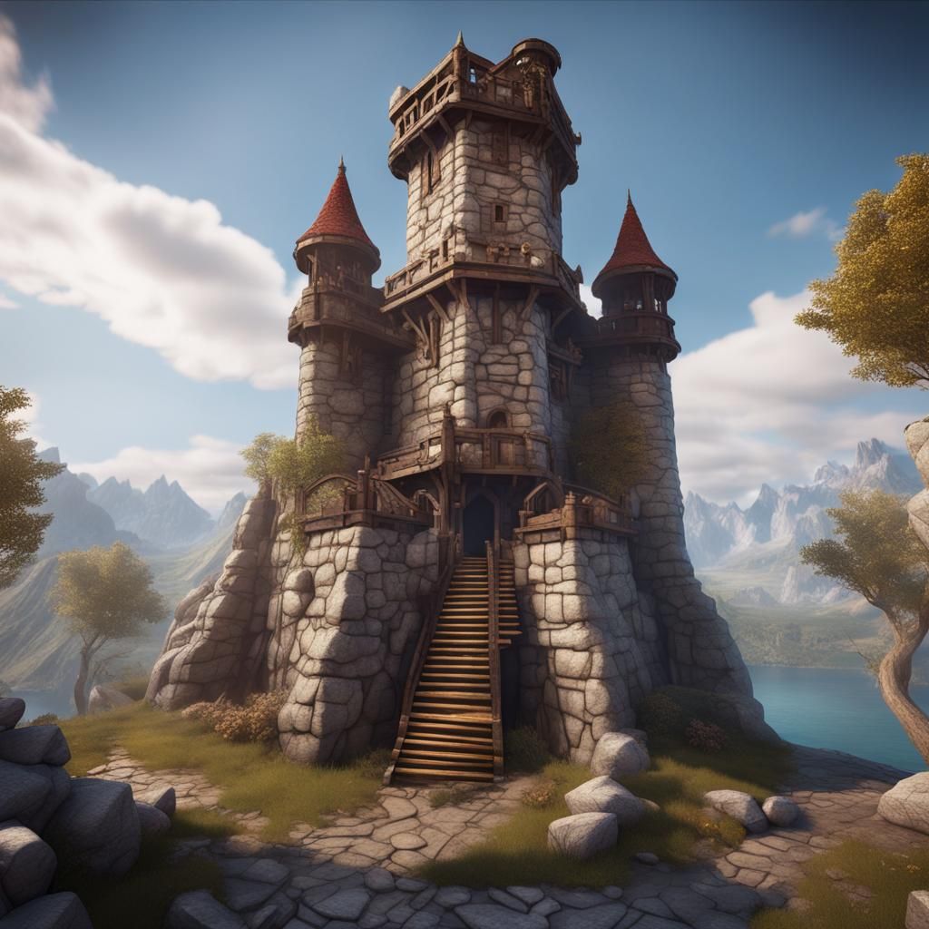 Epic Gemstone Tower D&D Map in 3D