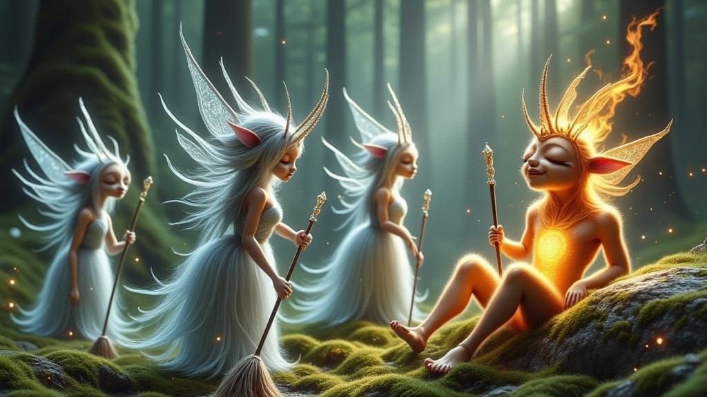 Mystical Ice Sprites Tend the Forest in a Whimsical High-Fan...