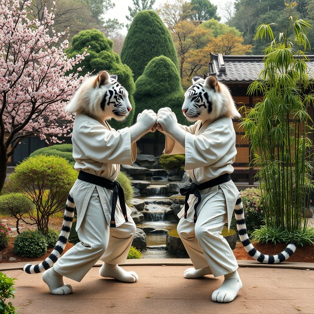 White Tiger Karate Masters in Japanese Garden