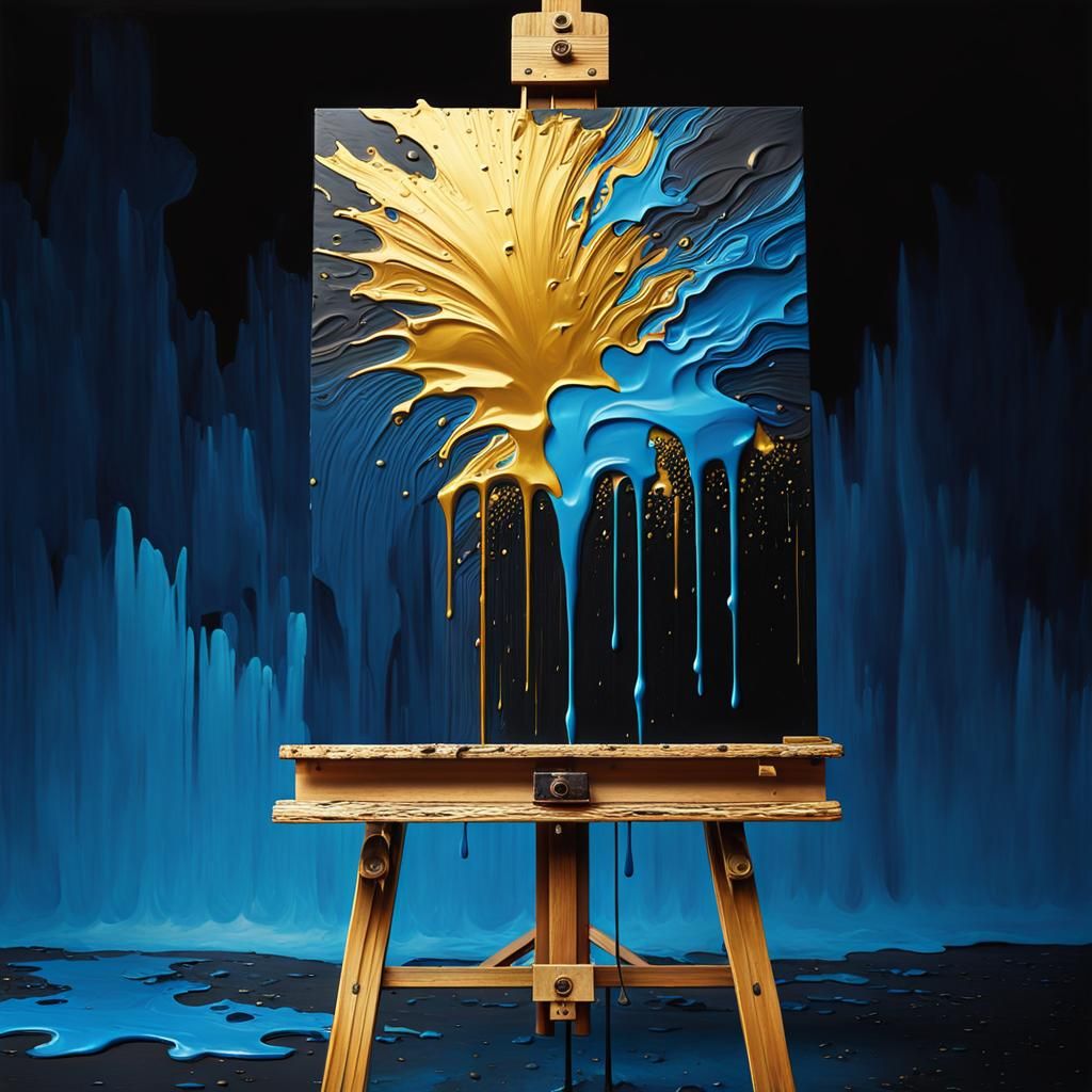 Surreal Oil Painting with Molten Gold and Dark Fantasy