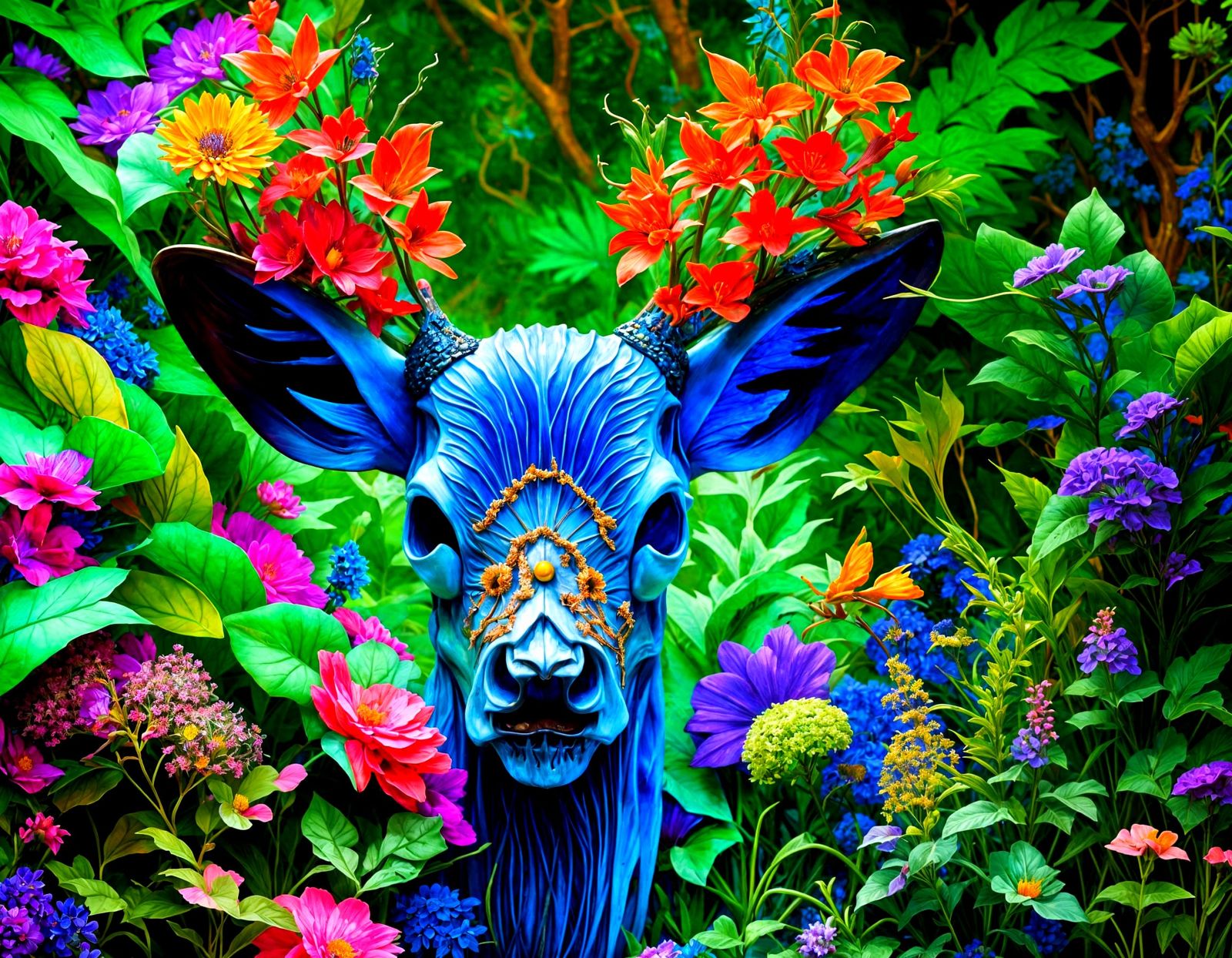 Electric Dreamscape: Whimsical Forest of Light and Wonder