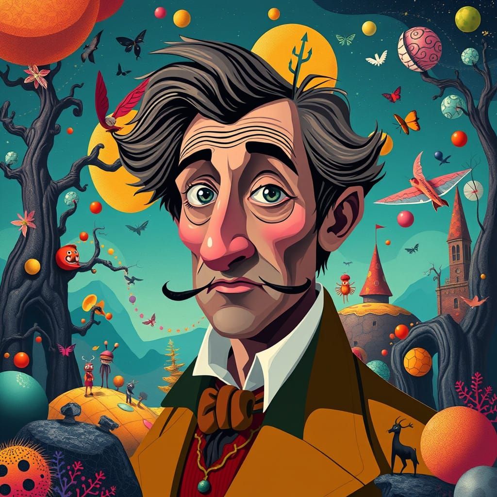 Inspirational Portrait of a Literary Icon in a Vibrant, Drea...