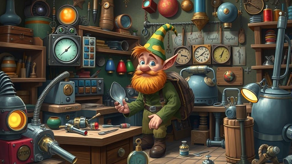 Inventor's Workshop in Whimsical Wonderland Style
