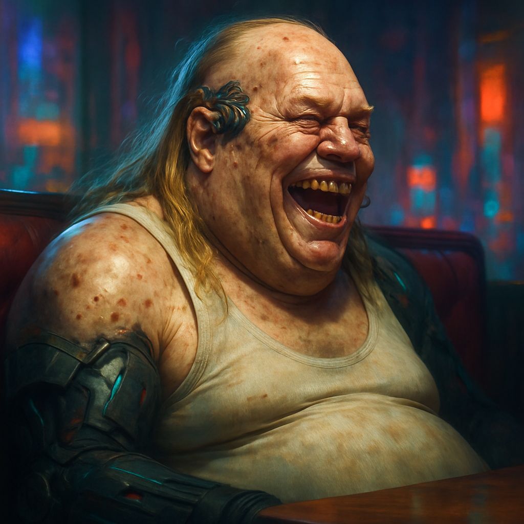 Cyberpunk Gangster Portrait with Gold Teeth