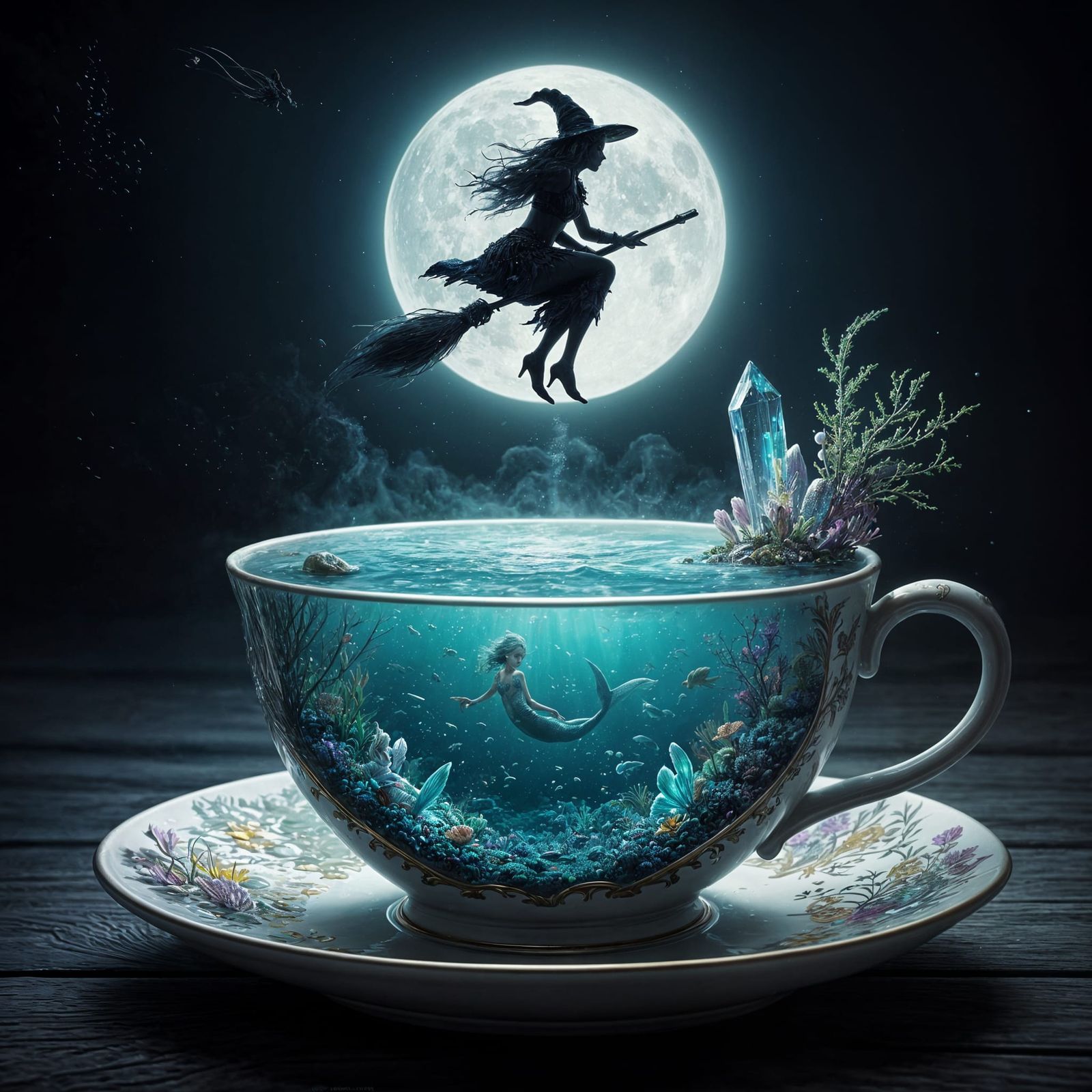 Witchy teacup scene